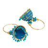 Traditional Indian Gold Plated With Blue Colour CZ, Crystal Studded Jhumka Chand Bali Earring For Women -Blue  (SJE_80_BL)