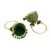 Traditional Indian Gold Plated With Green Colour CZ, Crystal Studded Jhumka Chand Bali Earring For Women -Green (SJE_80_G)