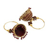 Traditional Indian Gold Plated With Maroon Colour CZ, Crystal Studded Jhumka Chand Bali Earring For Women -Maroon (SJE_80_M)