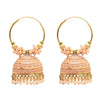 Traditional Indian Gold Plated With Peach Colour CZ, Crystal Studded Jhumka Chand Bali Earring For Women -Peach (SJE_80_PH)