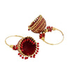 Traditional Indian Gold Plated With Red Colour CZ, Crystal Studded Jhumka Chand Bali Earring For Women -Red (SJE_80_R)