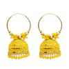 Traditional Indian Gold Plated With Yellow Colour CZ, Crystal Studded Jhumka Chand Bali Earring For Women -Yellow  (SJE_80_Y)