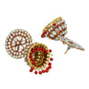 Traditional Indian Gold Plated Red Colour Polki CZ, Crystal Studded Jhumka Earring For Women -Red (SJE_81_R)