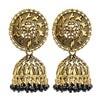 Traditional Indian Gold Plated Black With CZ, Crystal Studded Jhumka Earring For Women-Black (SJE_82_BK)