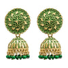 Traditional Indian Gold Plated Green With CZ, Crystal Studded Jhumka Earring For Women-Green (SJE_82_G)