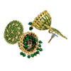 Traditional Indian Gold Plated Green With CZ, Crystal Studded Jhumka Earring For Women-Green (SJE_82_G)
