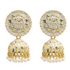 Traditional Indian Gold Plated White With CZ, Crystal Studded Jhumka Earring For Women - White (SJE_82_W)
