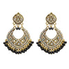 Traditional Indian Gold Black Colour CZ, Crystal Studded Chand Bali Earring For Women -Black (SJE_84_BK)