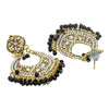 Traditional Indian Gold Black Colour CZ, Crystal Studded Chand Bali Earring For Women -Black (SJE_84_BK)