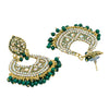 Traditional Indian Gold Green Colour CZ, Crystal Studded Chand Bali Earring For Women - Green(SJE_84_G)