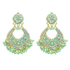Traditional Indian Gold Light Green Colour CZ, Crystal Studded Chand Bali Earring For Women -Light Green (SJE_84_LG)
