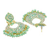 Traditional Indian Gold Light Green Colour CZ, Crystal Studded Chand Bali Earring For Women -Light Green (SJE_84_LG)