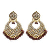 Traditional Indian Gold Maroon Colour CZ, Crystal Studded Chand Bali Earring For Women - Maroon (SJE_84_M)