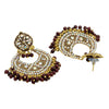Traditional Indian Gold Maroon Colour CZ, Crystal Studded Chand Bali Earring For Women - Maroon (SJE_84_M)