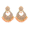 Traditional Indian Gold Peach Colour CZ, Crystal Studded Chand Bali Earring For Women -Peach (SJE_84_PH)