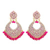 Traditional Indian Gold Pink Colour CZ, Crystal Studded Chand Bali Earring For Women -Pink (SJE_84_P)