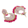 Traditional Indian Gold Pink Colour CZ, Crystal Studded Chand Bali Earring For Women -Pink (SJE_84_P)