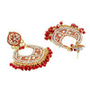 Traditional Indian Gold Plated Red Colour CZ, Crystal Studded Chand Bali Earring For Women-Red  (SJE_84_R)