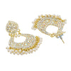 Traditional Indian Gold White Colour CZ, Crystal Studded Chand Bali Earring For Women -White (SJE_84_W)