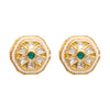 Traditional Indian Gold Plated Kundan,Polki,CZ,Pearls And Crystal Studded Bridal Stud Earring For women-Green(SJE_85_G)