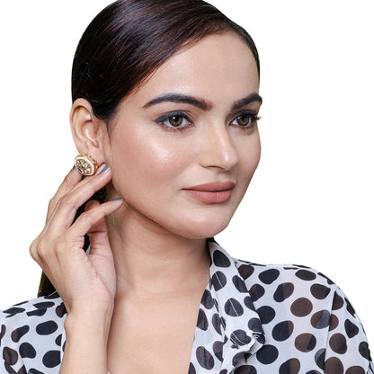 Traditional Indian Gold Plated Kundan,Polki,CZ,Pearls And Crystal Studded Bridal Stud Earring For women-Green(SJE_85_G)