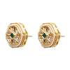 Traditional Indian Gold Plated Kundan,Polki,CZ,Pearls And Crystal Studded Bridal Stud Earring For women-Green(SJE_85_G)