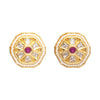 Traditional Indian Gold Plated Kundan,Polki,CZ,Pearls And Crystal Studded Bridal Stud Earring For women-Maroon (SJE_85_M)