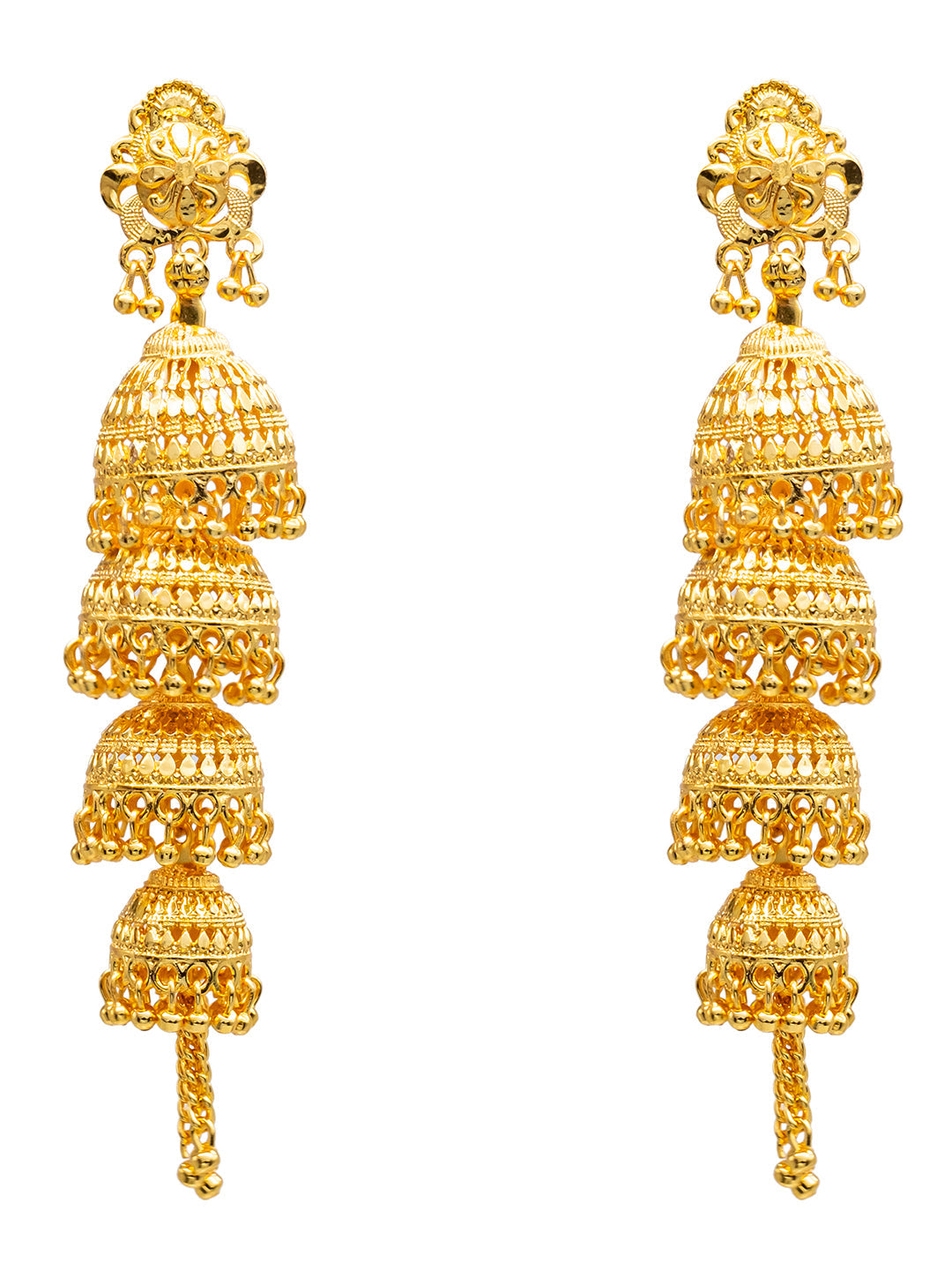 4 Layered Traditional Gold 24K Designer Jhumka Earrings (SJE_93)