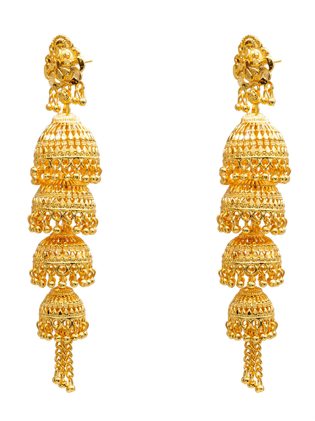 4 Layered Traditional Gold 24K Designer Jhumka Earrings (SJE_93)