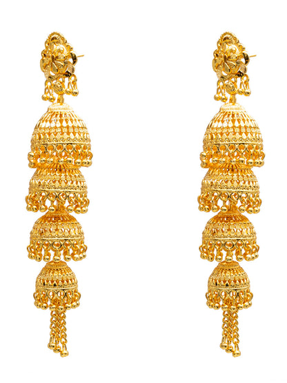 4 Layered Traditional Gold 24K Designer Jhumka Earrings (SJE_93)