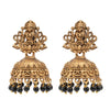 Traditional Indian Matte Gold Oxidised CZ Crystal Studded Temple Jhumka Earring For Women - Gold Black (SJE_97_G_BK)