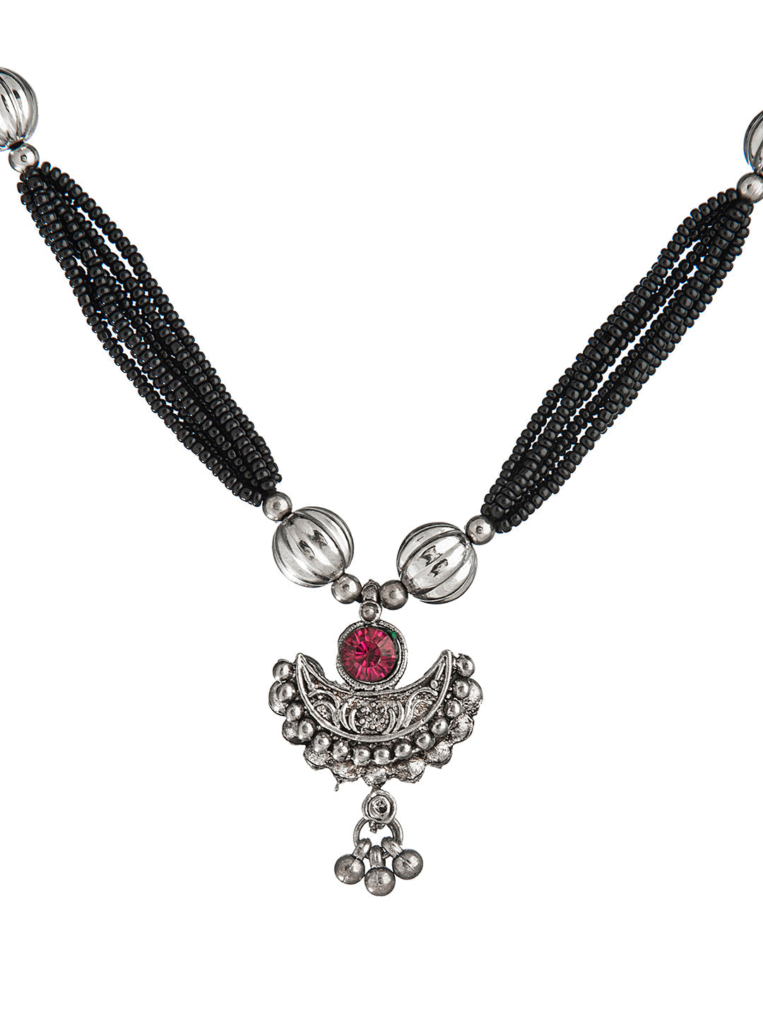 Shining Jewel Silver Oxidised Traditional Mangalsutra Thushi Necklace For Women & Girls (SJN_01)