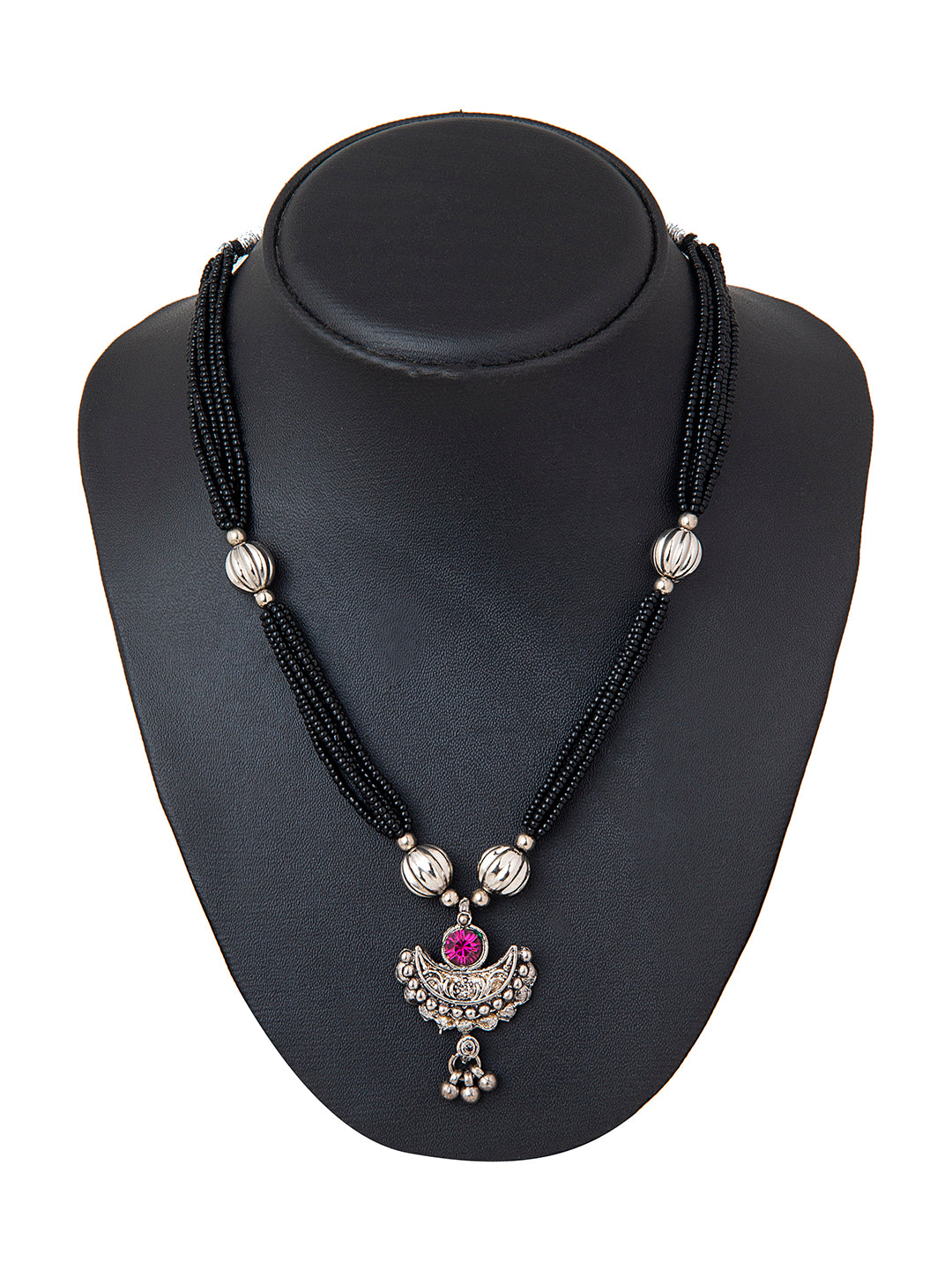 Shining Jewel Silver Oxidised Traditional Mangalsutra Thushi Necklace For Women & Girls (SJN_01)