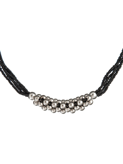 Shining Jewel Silver Oxidised Traditional Mangalsutra Thushi Necklace For Women & Girls (SJN_03)