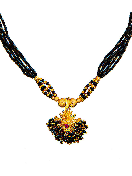 Shining Jewel Gold Plated Traditional Black Beads Thushi Mangalsutra Necklace For Women & Girls (SJN_103_G)