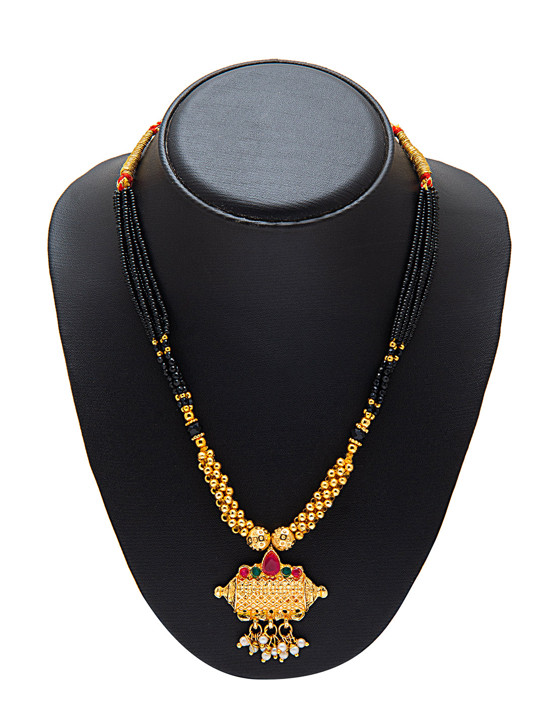 Shining Jewel Traditional Indian Handcrafted Gold Plated Designer Fancy Mangalsutra Thushi mala Necklace Pendant Set For Women (SJN_104)