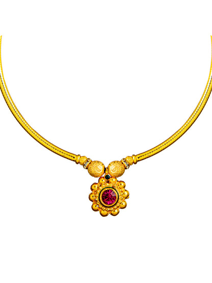 Shining Jewel Gold Plated Traditional Thushi Pipe Necklace For Women (SJN_105)