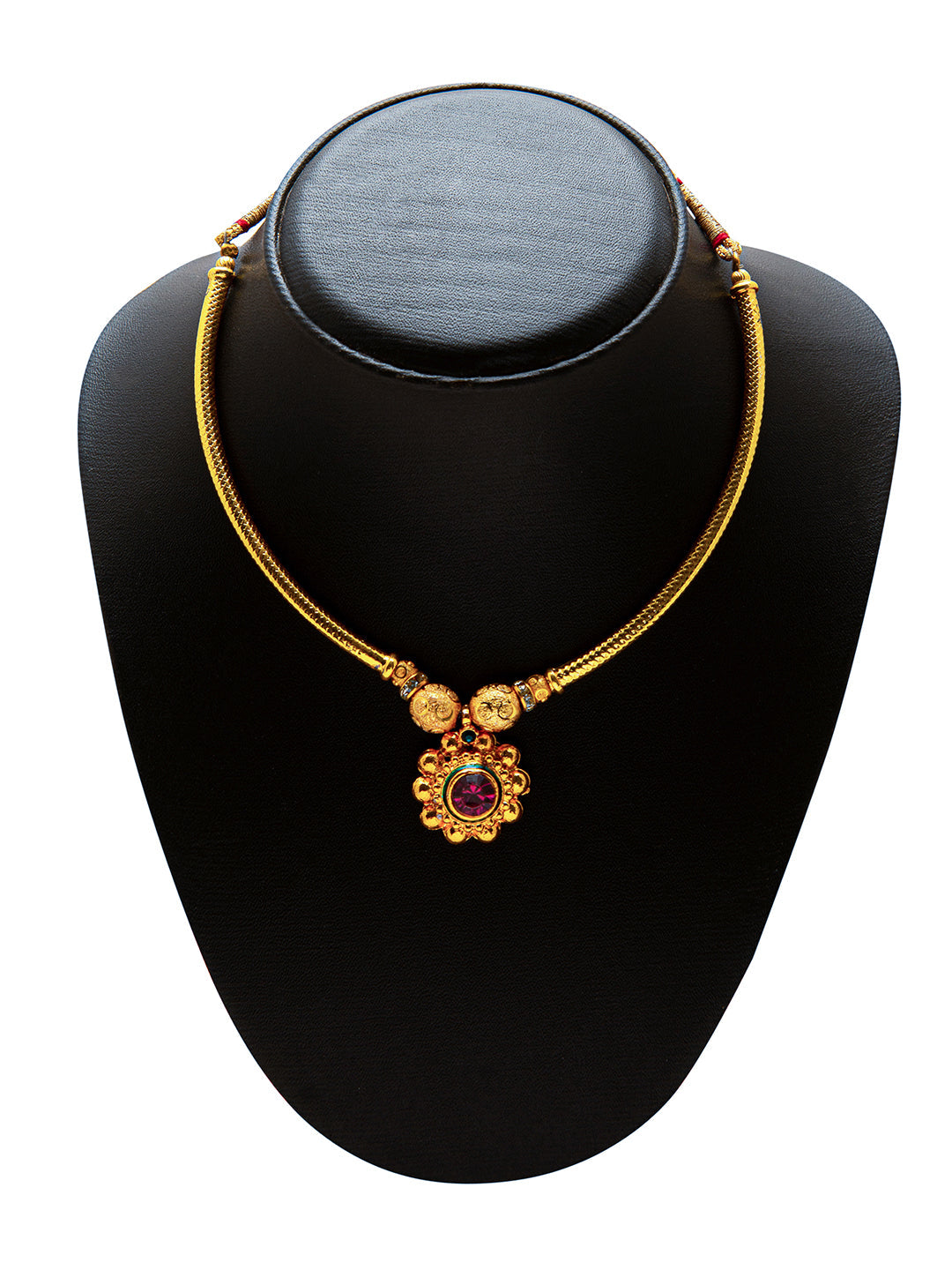 Shining Jewel Gold Plated Traditional Thushi Pipe Necklace For Women (