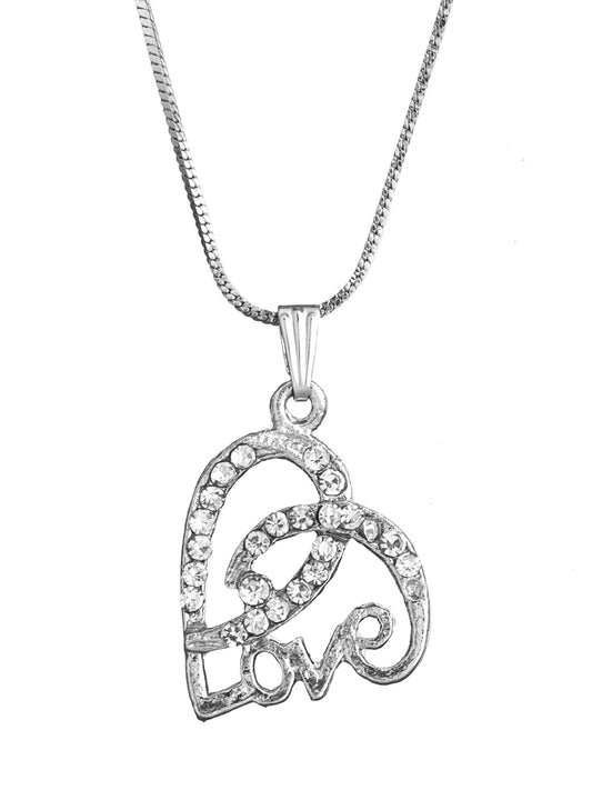 Shining Jewel Silver Plated Love Heart Crystal Pendant Locket Necklace for Women (SJN_107_C)