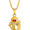 Shining Jewel Traditional Gold Plated Om Ganesha Crystal Pendant Locket for Women with Ball Chain (SJN_108_S)