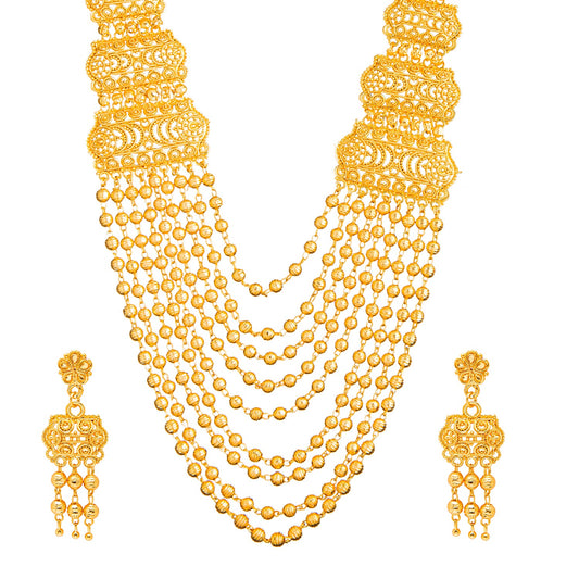 Shining Jewel Traditional Gold Plated Ball Necklace Chain Jewellery Set for Women (SJ_111)