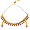 Shining Jewel Traditional Antique Gold Plated Maroon Color Choker Necklace with Matching Earring