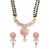 Shining Jewel Rose Gold Plated Solitaire, CZ, Crystal & AD Studded Mangalsutra Tanmaniya Pendant Necklace Jewellery Set with Earrings (SJN_115)