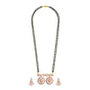 Shining Jewel Rose Gold Plated Solitaire, CZ, Crystal & AD Studded Mangalsutra Tanmaniya Pendant Necklace Jewellery Set with Earrings (SJN_117)