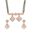 Shining Jewel Rose Gold Plated Solitaire, CZ, Crystal & AD Studded Mangalsutra Tanmaniya Pendant Necklace Jewellery Set with Earrings (SJN_118)