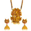 Shining Jewel Handcrafted Antique Gold Plated Bridal and Festival Temple Jewellery Necklace With Matching Jhumka Earring For Women (SJN_121)