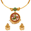 Shining Jewel Gold Plated Traditional Pipe Necklace with matching earring for Girls & Women (SJN_128_MT)