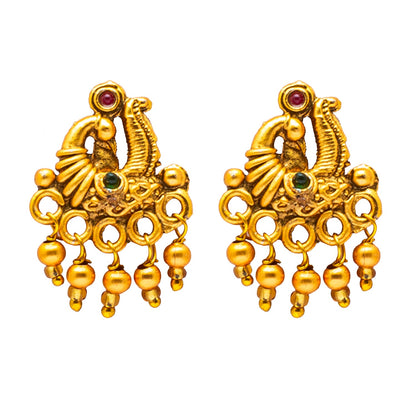 Shining Jewel Gold Plated Traditional Pipe Necklace with matching earring for Girls & Women (SJN_128_MT)
