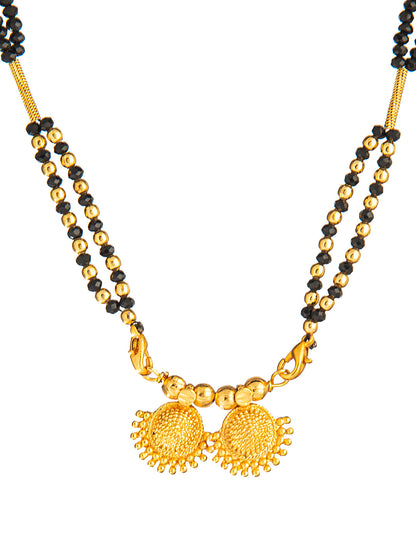 Shining Jewel Gold Plated Handcrafted Traditional Double Vati Bridal Mangalsutra Thushi Necklace For Women (SJN_12)