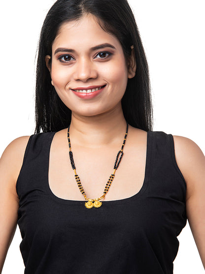 Shining Jewel Gold Plated Handcrafted Traditional Double Vati Bridal Mangalsutra Thushi Necklace For Women (SJN_12)